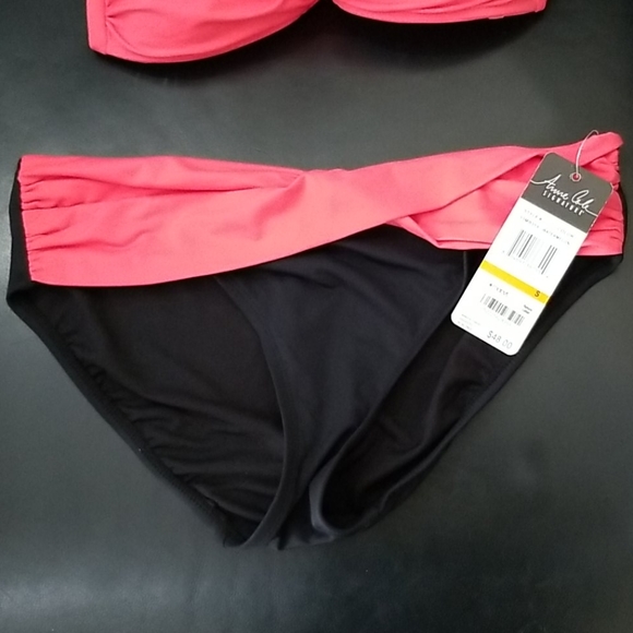 Anne Cole two piece swimsuit, coral and black - Picture 3 of 5